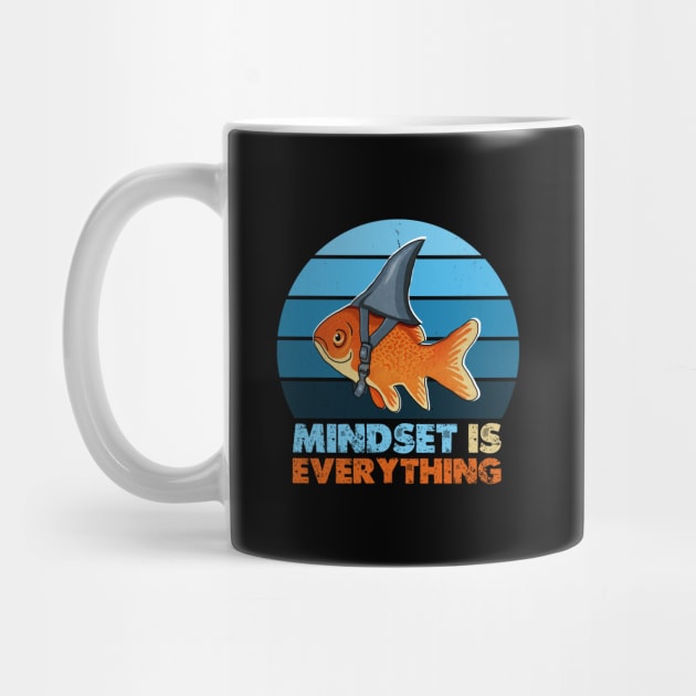 Funny Goldfish Shark, Mindset Motivational Quote by dukito